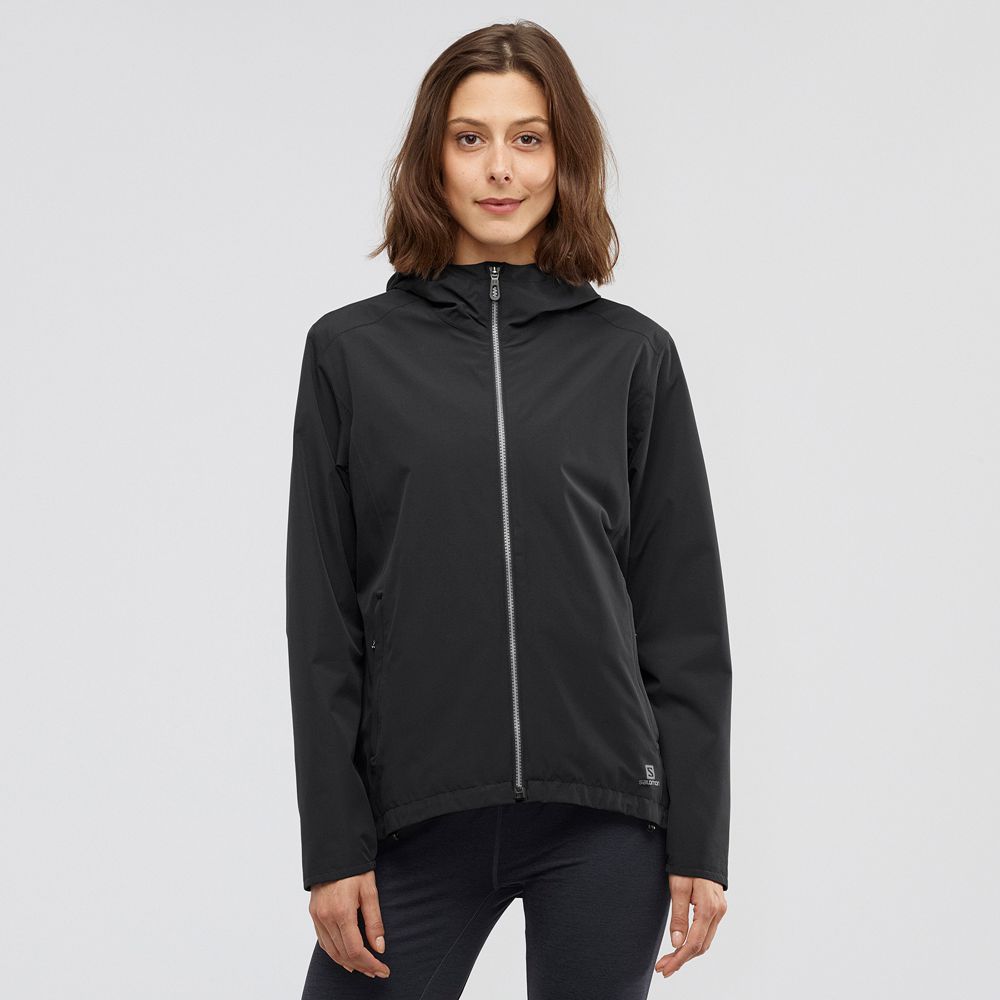SALOMON ESSENTIAL WATERPROOF 2L Philippines - Women's Jackets - Black | 324591-RUL